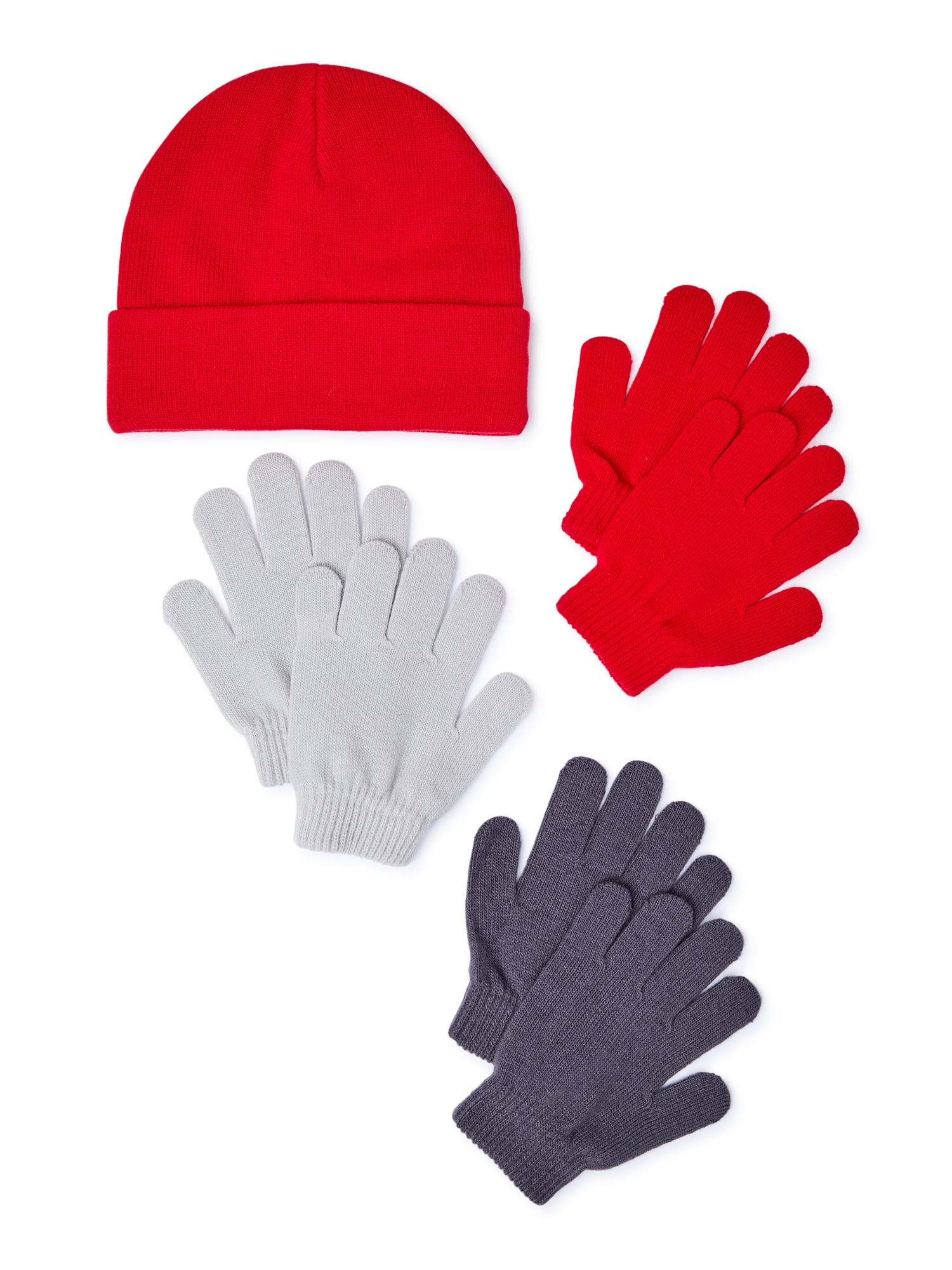Wonder Nation Boys Hat, Scarf & Glove Set, Cuffed, 4-Piece