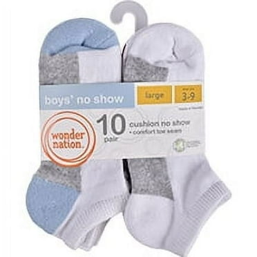 Wonder Nation Boys Heel Toe Contrast No Show Socks, 10 Pack, Sizes S-L