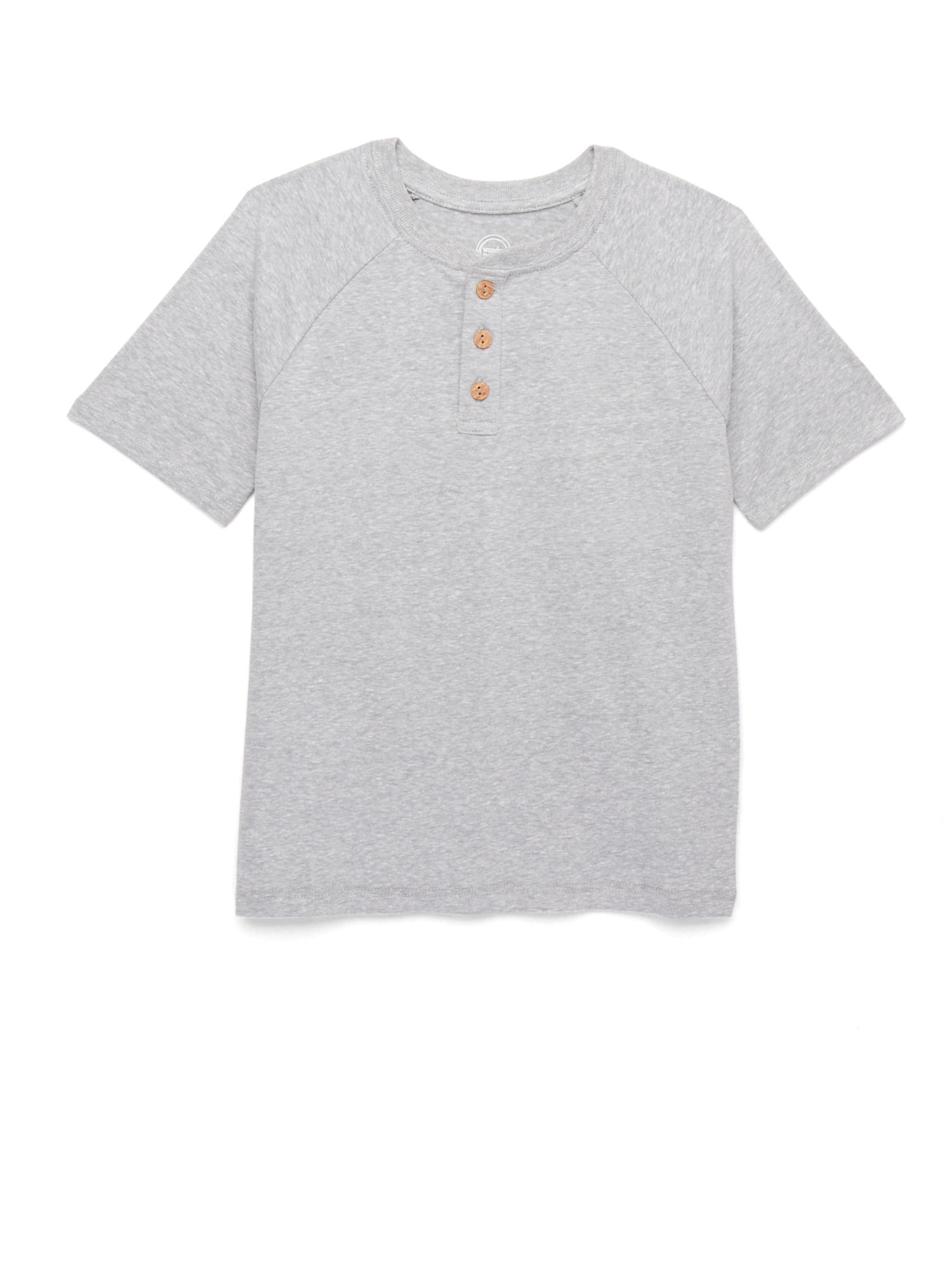 Wonder Nation Boys Henley Shirt with Short Sleeves, Sizes 4-18 & Husky