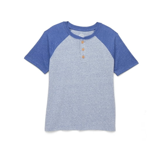 Wonder Nation Boys Henley Shirt with Short Sleeves, Sizes 4-18 & Husky