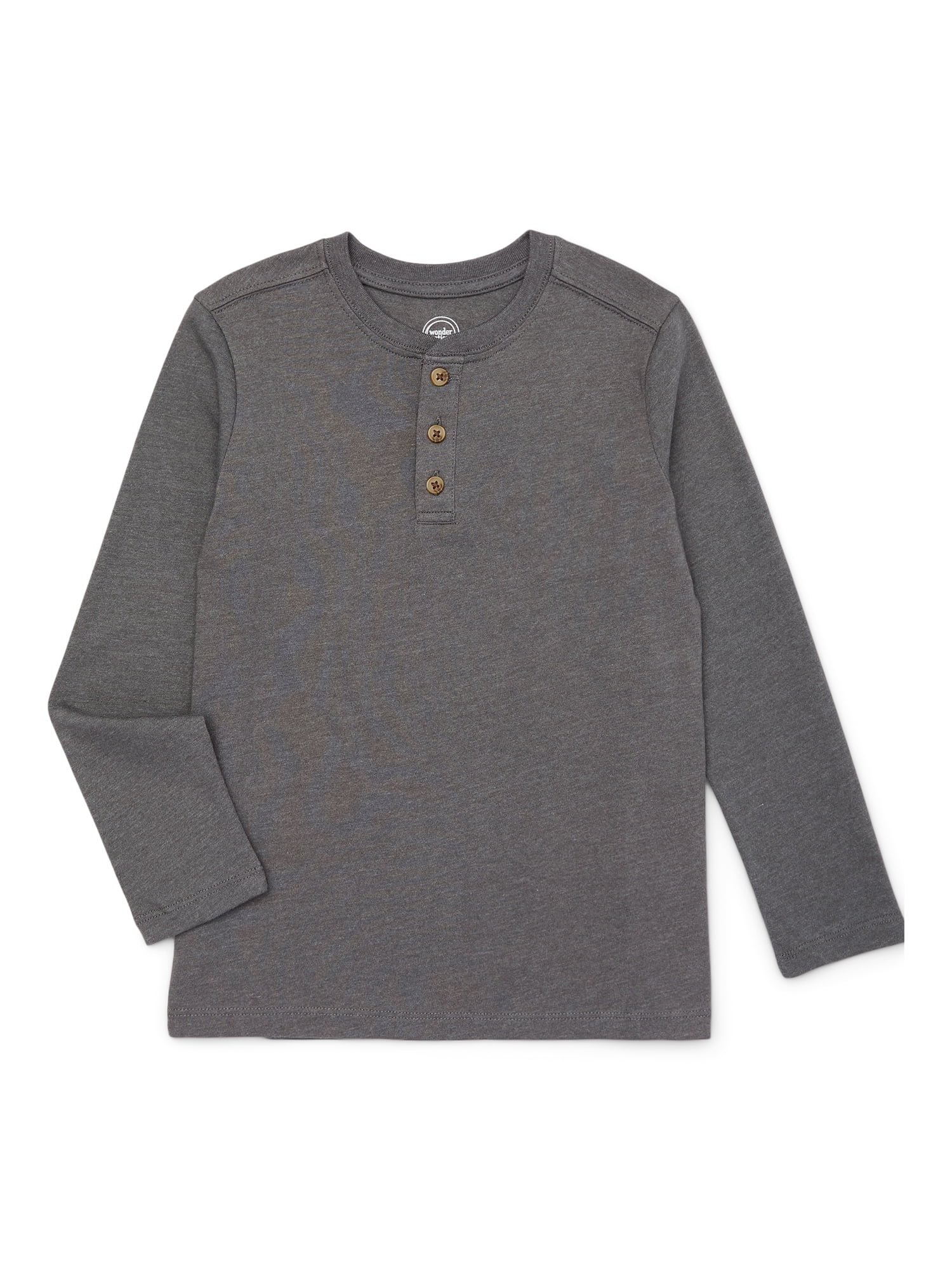 Wonder Nation Boys Henley Tee with Long Sleeves, Sizes 4-18 & Husky