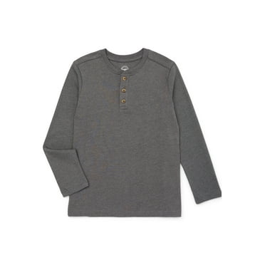 Wonder Nation Boys Henley Tee with Long Sleeves, Sizes 4-18 & Husky