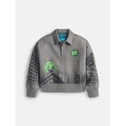 Wonder Nation Boys' Hulk Graphic Polo Sweatshirt with Long Sleeves, Sizes 4-18