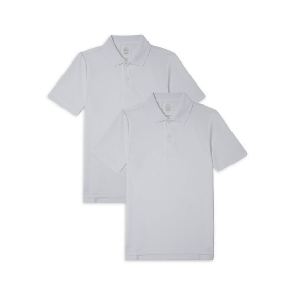 Wonder Nation Boys School Uniform Short Sleeve Performance Polo Shirt, 2-Pack, Sizes 4-18 & Husky