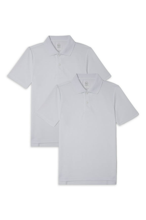 Boys School Uniform Short Sleeve Performance Polo Shirt, 2-Pack, Sizes 4-18 & Husky