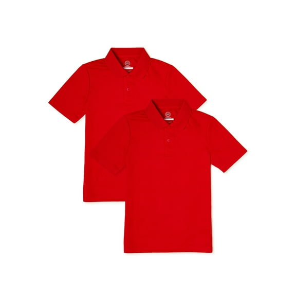 Wonder Nation Boys School Uniform Short Sleeve Performance Polo Shirt, 2-Pack, Sizes 4-18 & Husky