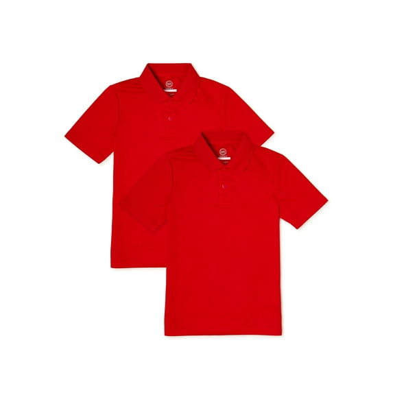 Wonder Nation Boys School Uniform Short Sleeve Performance Polo Shirt, 2-Pack, Sizes 4-18 & Husky