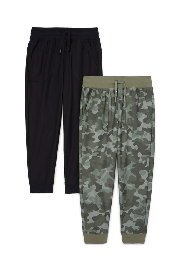 Boys Hybrid Joggers, 2-Pack, Sizes 4-18 & Husky