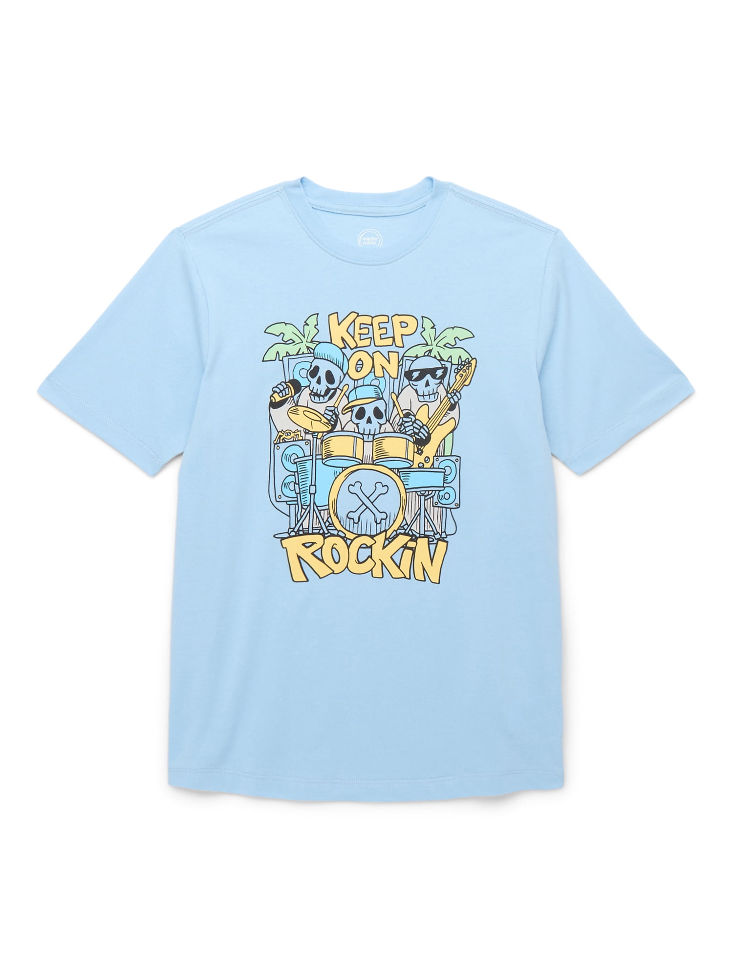 Wonder Nation Keep on Rockin, Crew Neck, Short Sleeve, Graphic T-Shirt, Sizes 4-18