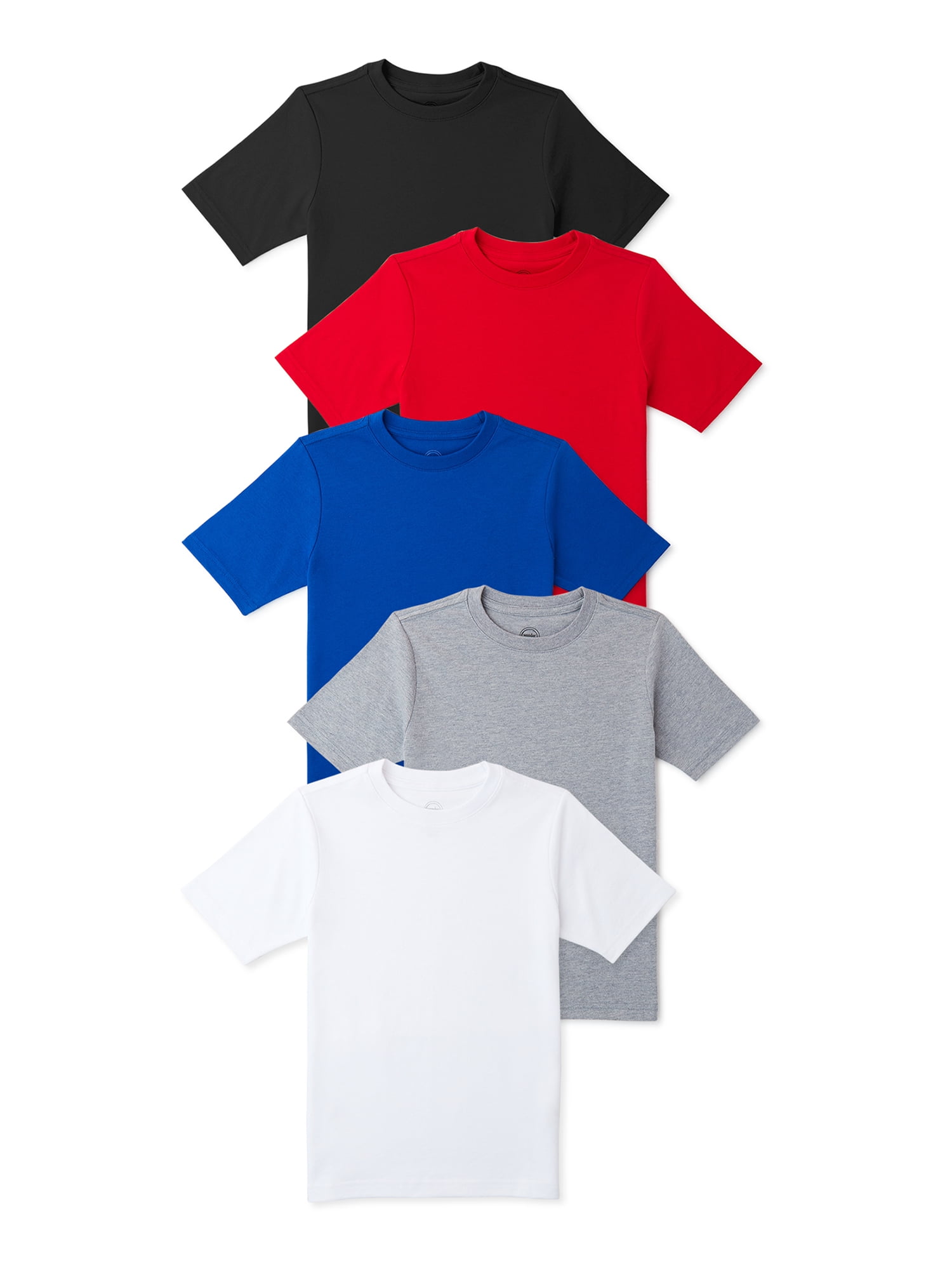 Wonder Nation Boys Short Sleeve Crewneck T-Shirt, 5-Pack, Sizes 4-18 & Husky