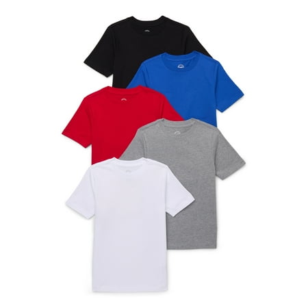 Wonder Nation Boys Short Sleeve Crewneck T-Shirt, 5-Pack, Sizes 4-18 & Husky