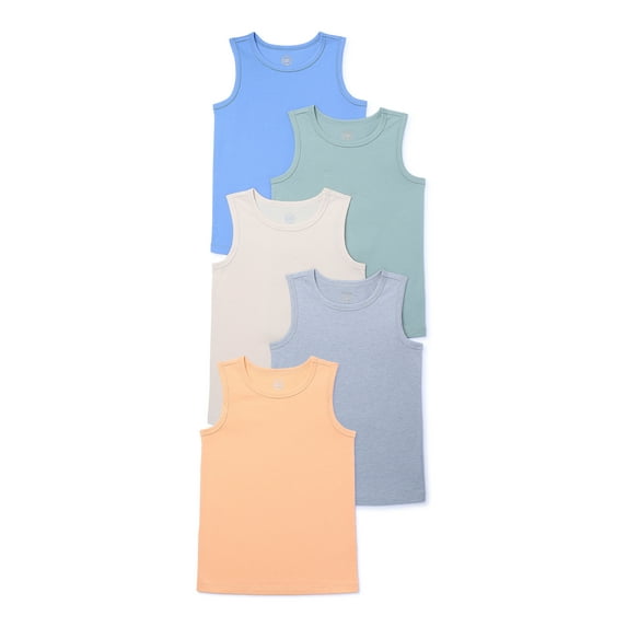 Wonder Nation Boys Kid Tough Tank Top, 5-Pack, Sizes 4-18 & Husky