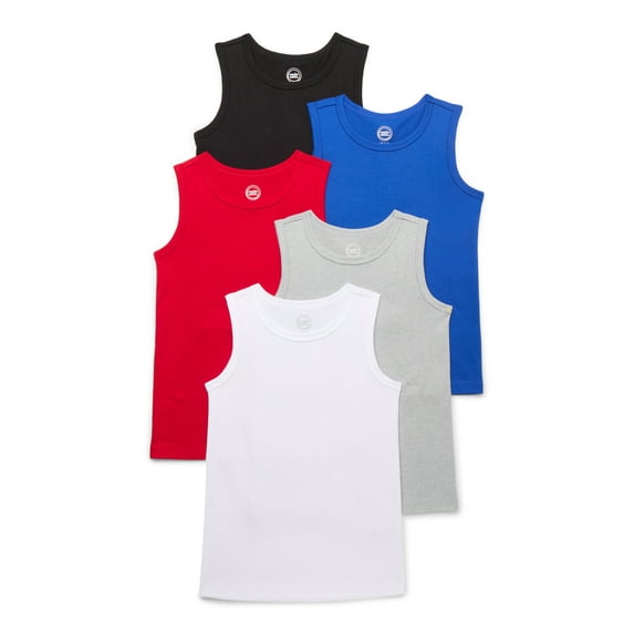 Wonder Nation Boys' Kid Tough Tank Top, 5 Pack, Sizes XS-XXL & Husky