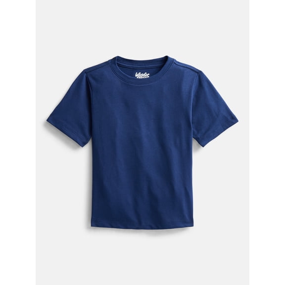 Wonder Nation Boys' Kid Tough Short-Sleeve T-Shirt, Indigo Blue, Big Boys Husky (XLH)