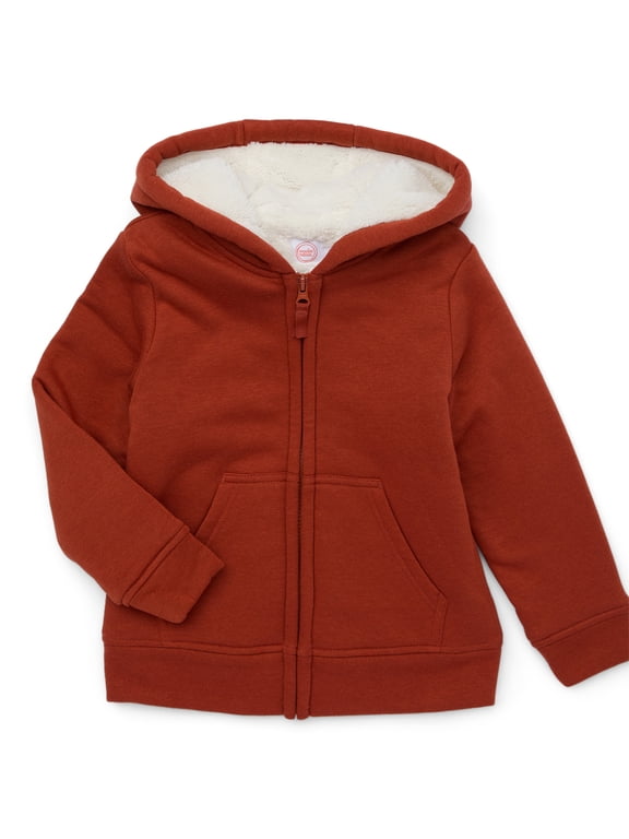 Boys Kid Tough Zip Hoodie with Faux Shearling Lining, Sizes 4-18 & Husky