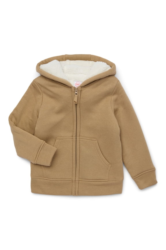 Boys Kid Tough Zip Hoodie with Faux Shearling Lining, Sizes 4-18 & Husky