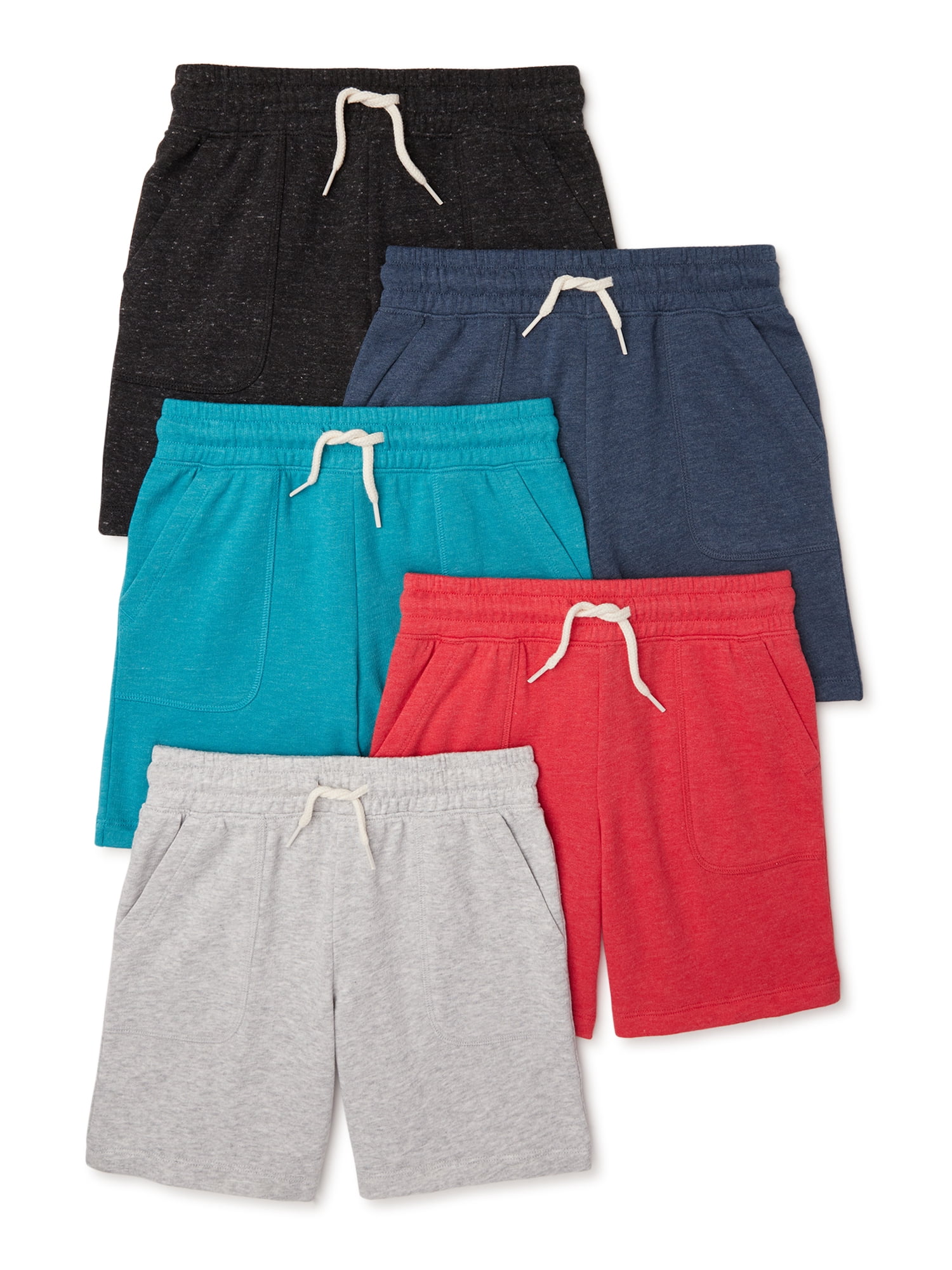 Wonder Nation Boys' Knit Shorts, 5-Pack, Sizes 4-18 & Husky