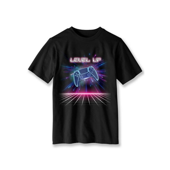 Wonder Nation Boys' & Big Boys' Level Up Matrix, Short Sleeve, Graphic T-Shirt, Sizes 4-18