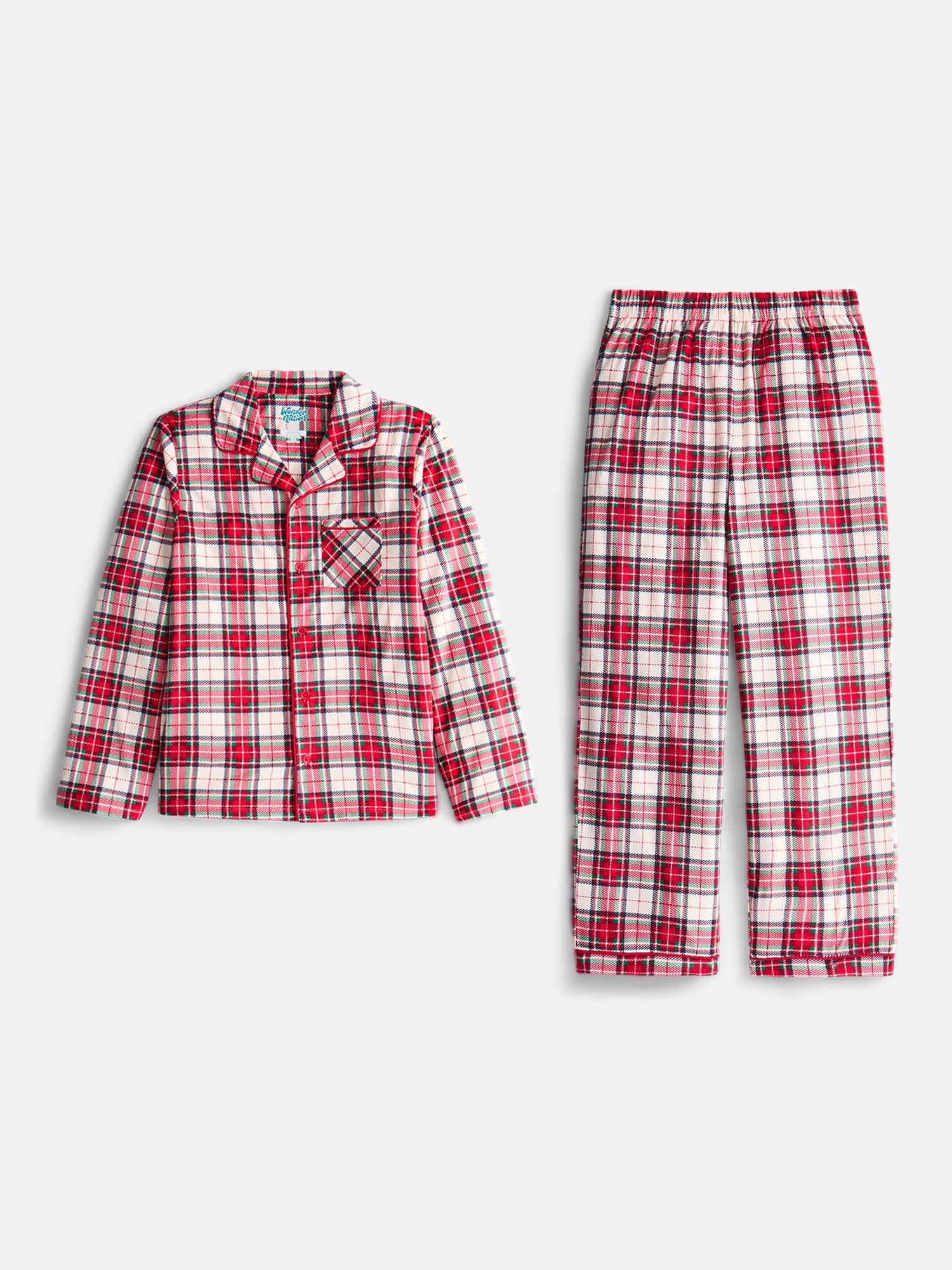 Wonder Nation Boys Button Front Pajama Top and Pants Set, 2-Piece, Sizes 4-18