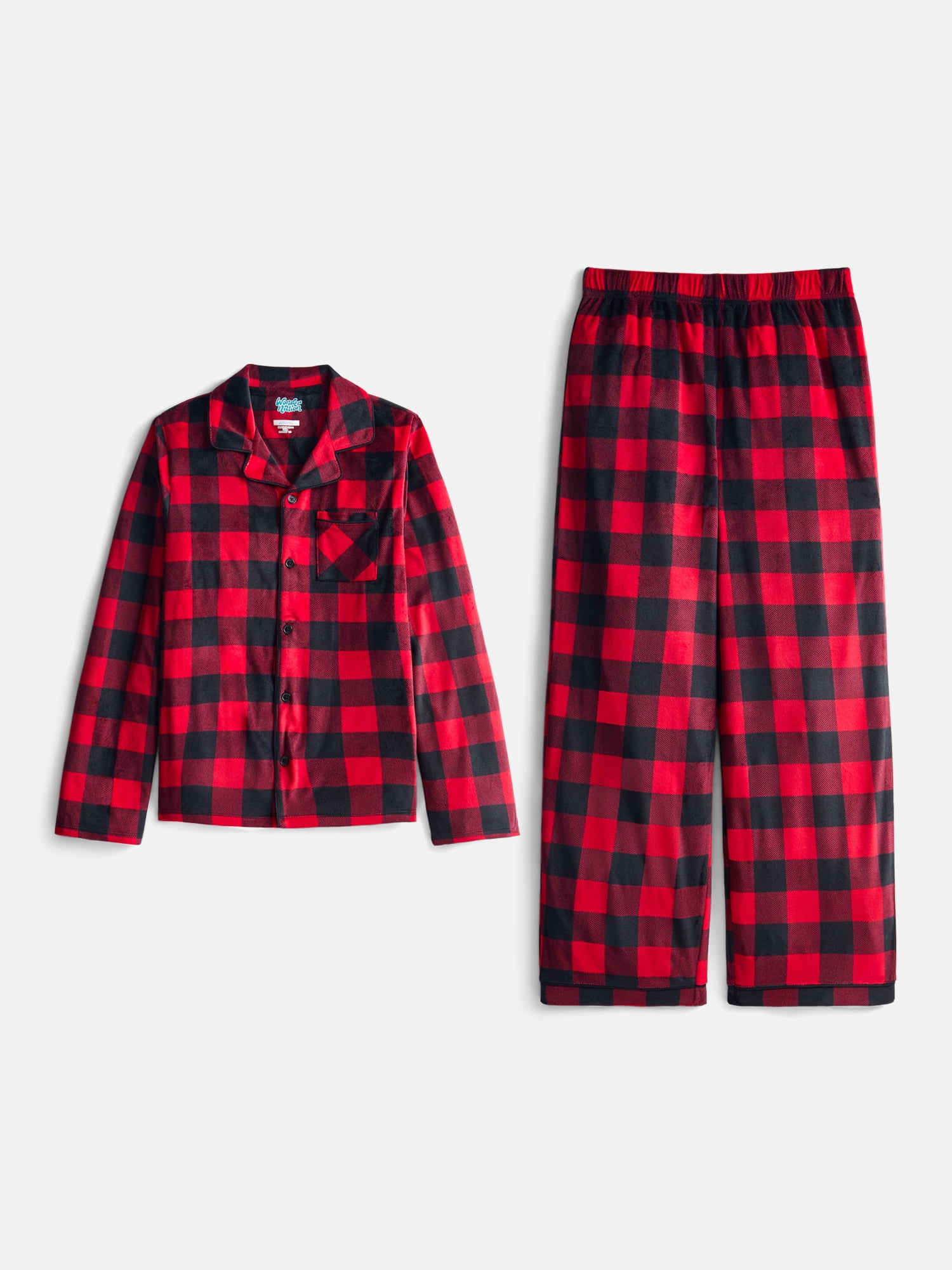 Wonder Nation Boys Button Front Pajama Top and Pants Set, 2-Piece, Sizes 4-18