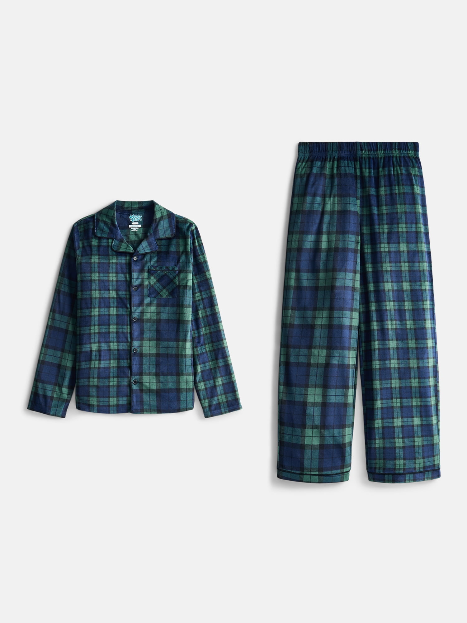 Wonder Nation Boys Button Front Pajama Top and Pants Set, 2-Piece, Sizes 4-18