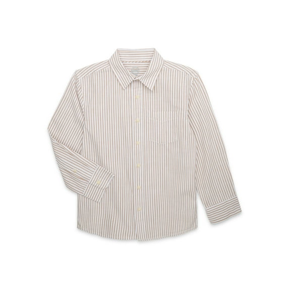 Wonder Nation Boys Long Sleeve Button Up Shirt, Sizes 4-18 & Husky