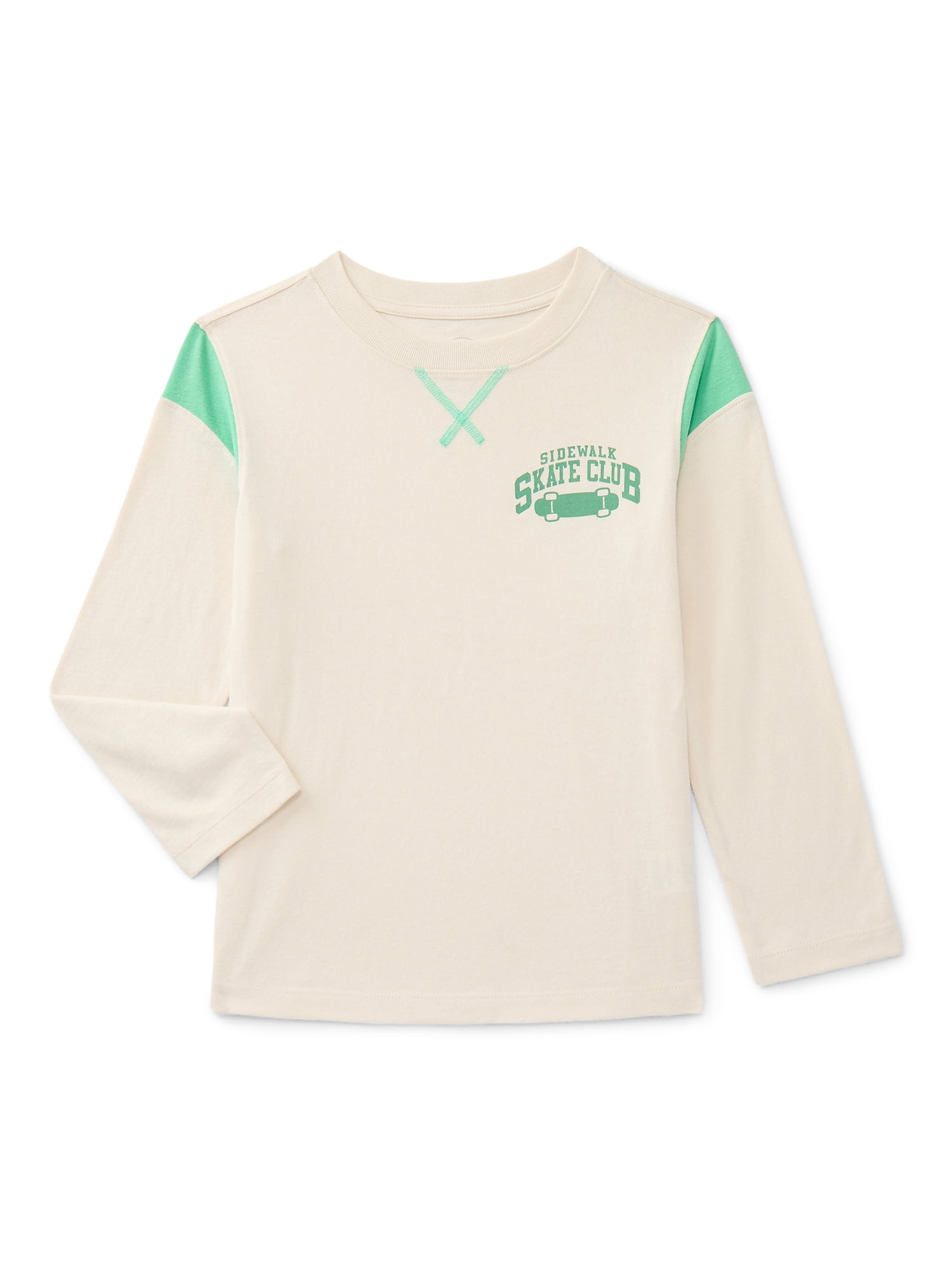 Wonder Nation Little Boys Colorblock Tee with Long Sleeves, Sizes 4-10
