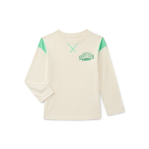 Wonder Nation Little Boys Colorblock Tee with Long Sleeves, Sizes 4-10