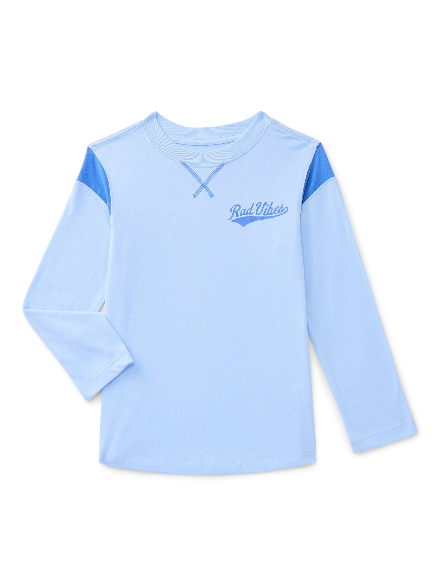 Wonder Nation Little Boys Colorblock Tee with Long Sleeves, Sizes 4-10