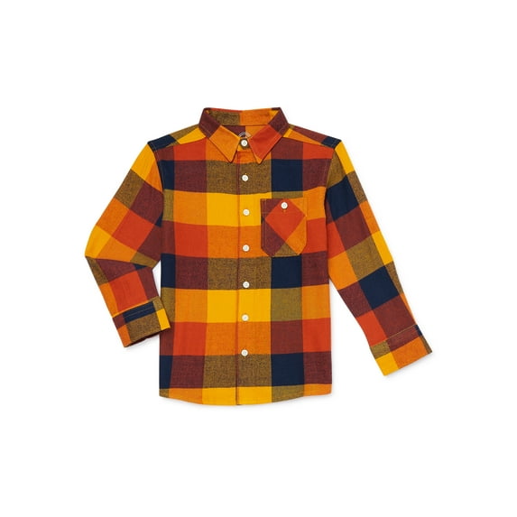 Wonder Nation Boys Long Sleeve Flannel Shirt, Sizes 4-18 & Husky
