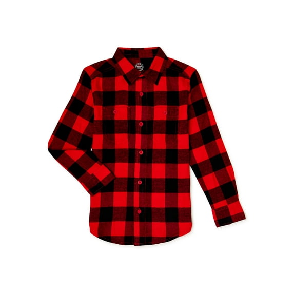 Wonder Nation Boys Long Sleeve Flannel Shirt, Sizes 4-18 & Husky