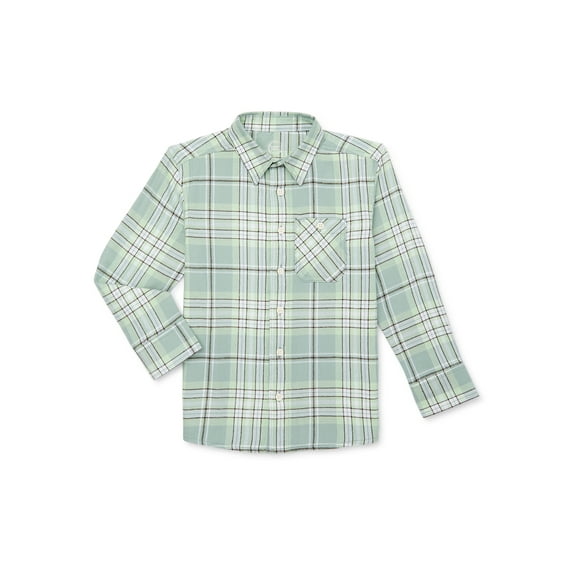 Wonder Nation Boys Long Sleeve Flannel Shirt, Sizes 4-18 & Husky