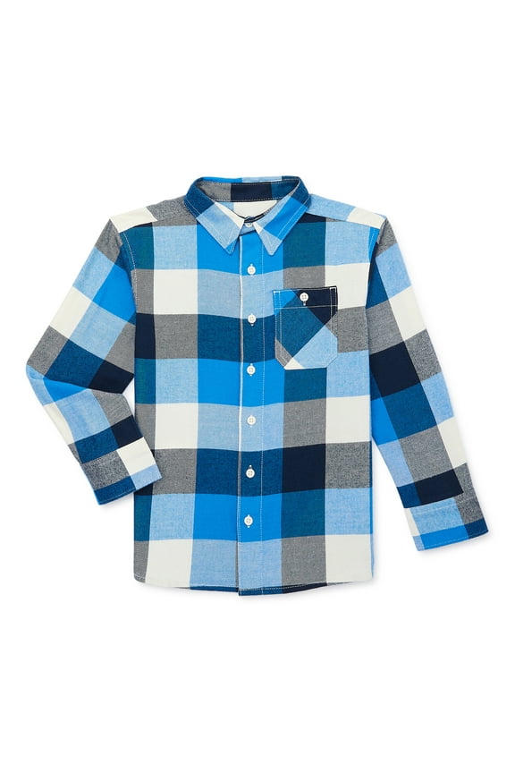 Boys' Long Sleeve Flannel Shirt, Sizes 4-18 & Husky