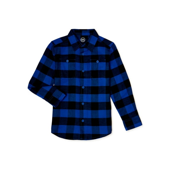 Wonder Nation Boys Long Sleeve Flannel Shirt, Sizes 4-18 & Husky