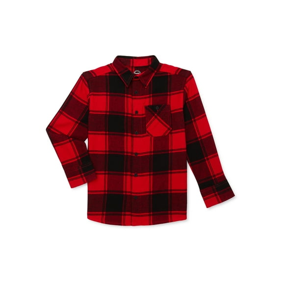 Wonder Nation Boys Long Sleeve Flannel Shirt, Sizes 4-18 & Husky