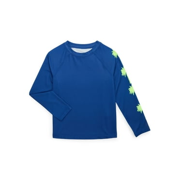 Wonder Nation Boys Long Sleeve Rash Guard with UPF50+, Sizes 4-18 & Husky