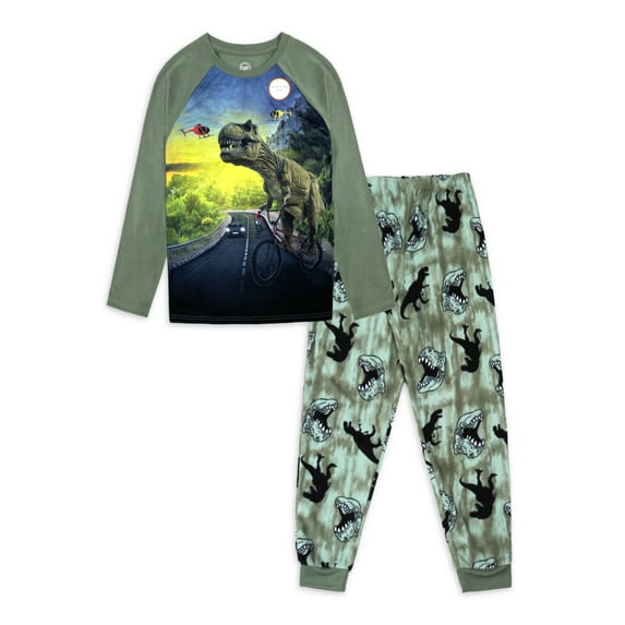 Wonder Nation Boys Long Sleeve Graphic Top with Jogger Pants Sleep Pajama Set, Sizes 4-18