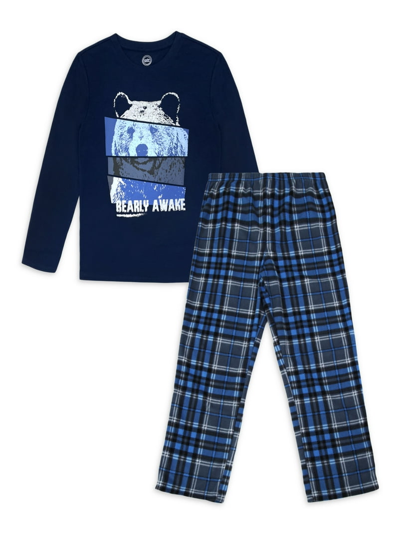 Wonder Nation Boys Long Sleeve Graphic Top with Jogger Pants Sleep