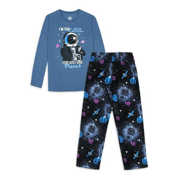 Wonder Nation Boys Long Sleeve Graphic Top with Jogger Pants Sleep Pajama Set, Sizes 4-18