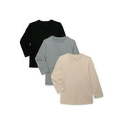 WONDER NATION Boys Long Sleeve Heavyweight Boxy T-Shirt, 3-Pack, Sizes 4-18 & Husky