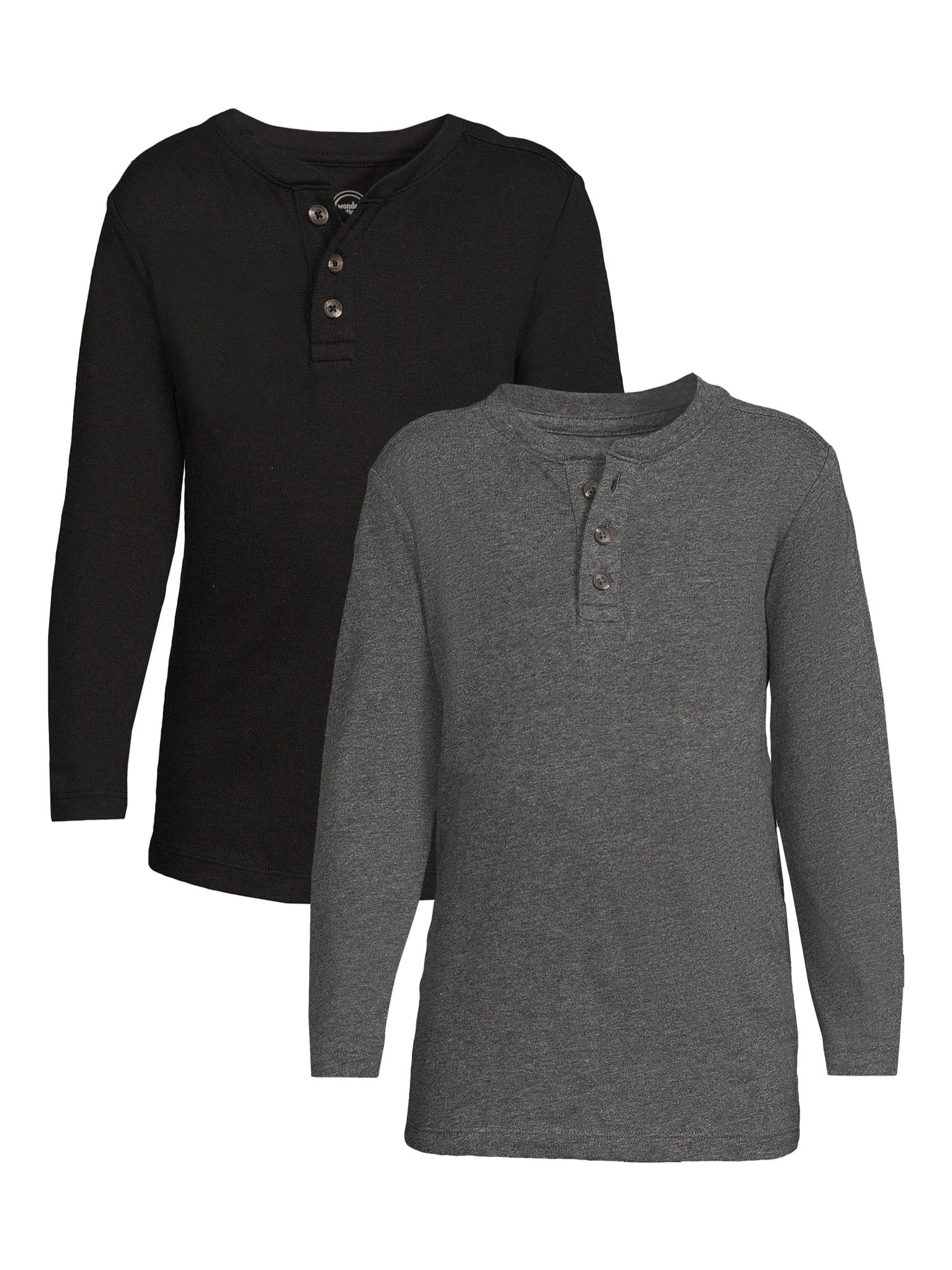 Wonder Nation Boys Long Sleeve Henley Shirt, 2-Pack, Sizes 4-18 & Husky ...