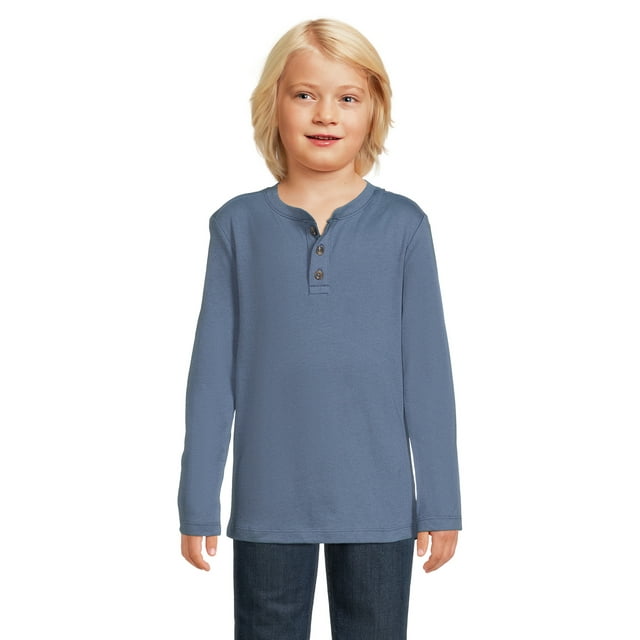 Wonder Nation Boys Long Sleeve Henley Shirt, Sizes 418 & Husky