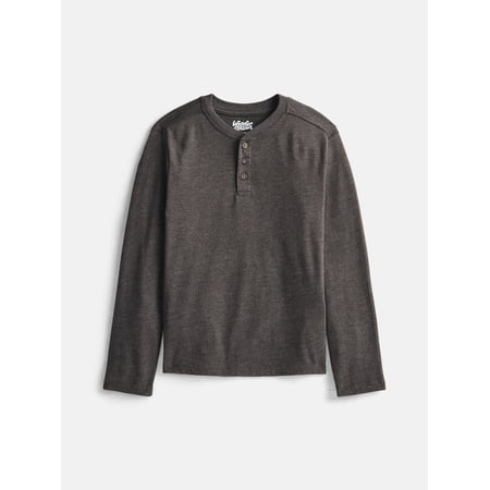 Wonder Nation Boys Henley Shirt with Long Sleeves, Sizes 4-18