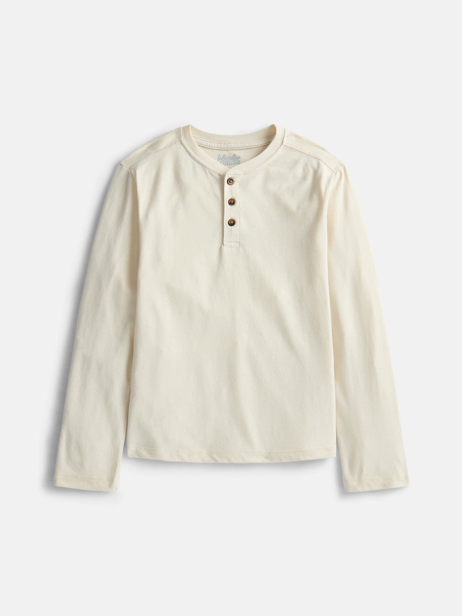 Wonder Nation Boys Henley Shirt with Long Sleeves, Sizes 4-18