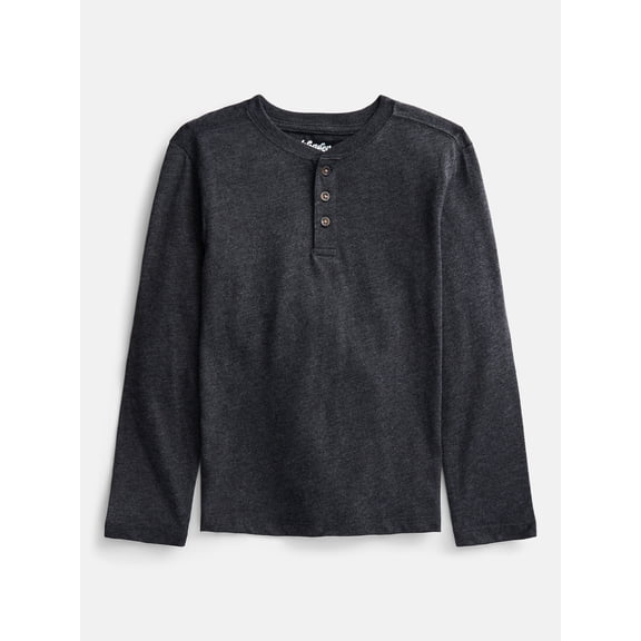 Wonder Nation Boys Henley Shirt with Long Sleeves, Sizes 4-18