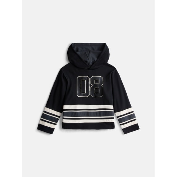 Wonder Nation Boys Hooded Hockey Jersey with Long Sleeves, Sizes 4-18