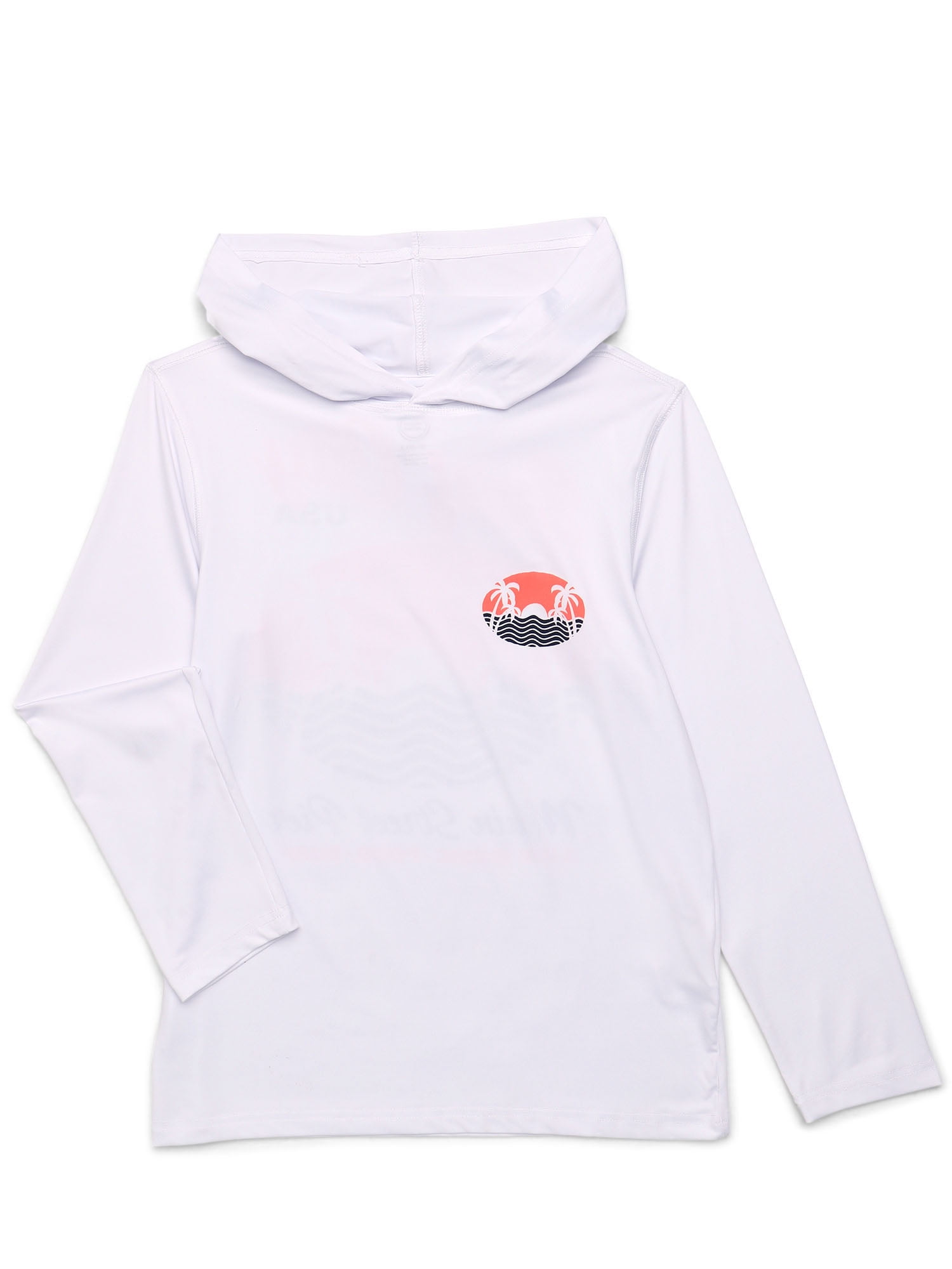 Wonder Nation Boys Long Sleeve Hooded Swim Rash Guard with UPF 50+, Sizes 4-18 & Husky