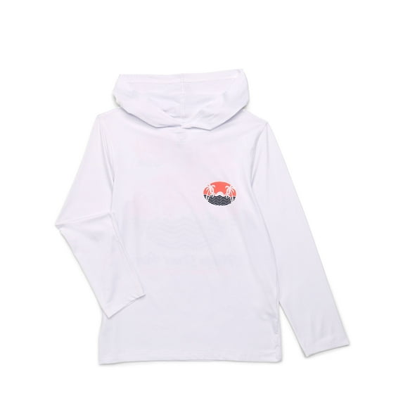 Wonder Nation Boys Long Sleeve Hooded Swim Rash Guard with UPF 50+, Sizes 4-18 & Husky