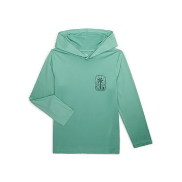 Wonder Nation Boys Long Sleeve Hooded Swim Rash Guard with UPF 50+, Sizes 4-18 & Husky