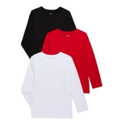 Wonder Nation Boys Long Sleeve Kid Tough T-Shirt, 3-Pack, Sizes 4-18 & Husky